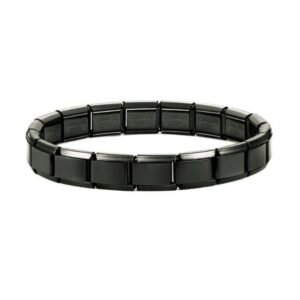 Unisex Siyah Italyan Charm Bileklik Paslanmaz Çelik Bileklik