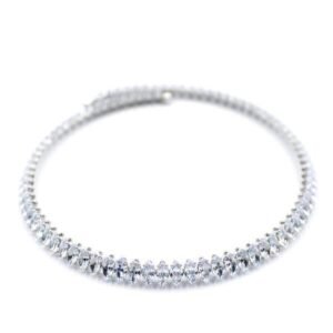 Oval Taşlı Tasma Kolye - Gümüş