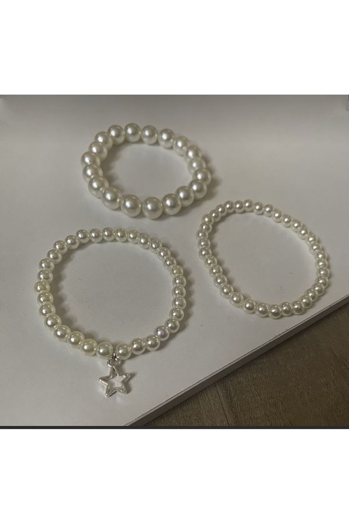 İnci bileklik 3 lü set yeni trend