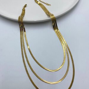 Çelik 3’lü İtalyan Ezme Kolye çoklu Gold kadın kolye