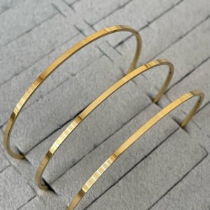 Kadın Çelik Gold Renk Ayrı Kullanılabilen 3`lü Kibrit Çöpü Ajda Bilezik