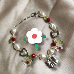 Fiyonk Charm detaylı Fairycore coquette hediyelik bileklik