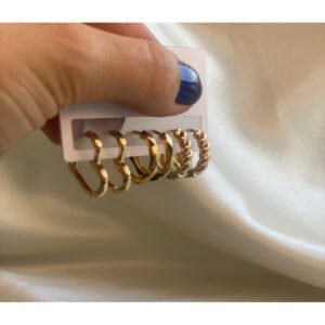 Gold Renk Celik Coklu Küpe Seti