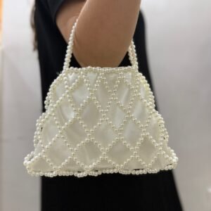 File Çanta - Baklava Desenli İnci Çanta - İnci Çanta - İncili Çanta - Boncuk Çanta