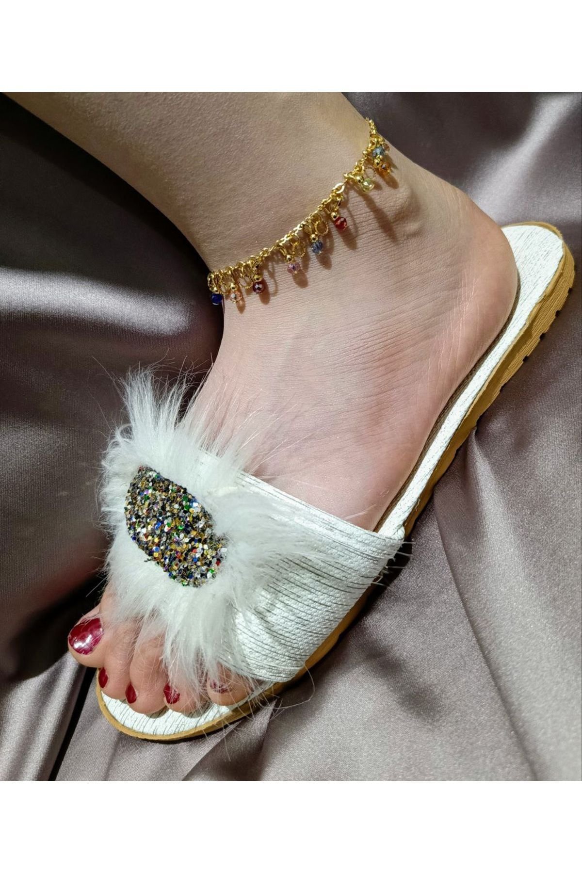 Taşlı zincirli halhal