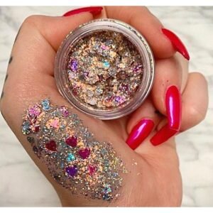 Glitter jel far Kalp detaylı Gold