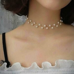 Choker tasma kolye incili kolye