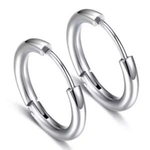 Unisex 316l Cerrahi Çelik Gümüş Renk 10mm Halka Küpe