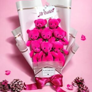 Hi Barbie Pembe Peluş Ayı Hediye Çiçek Buketi
