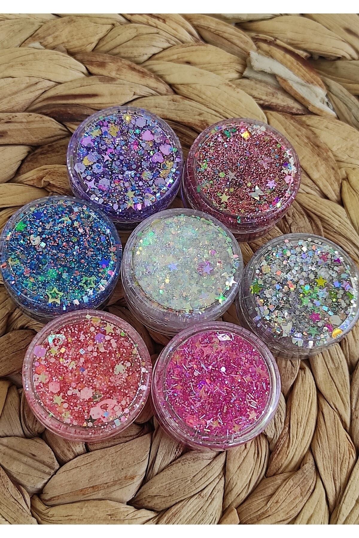 Glitter Jel Far Simli Jel Far Set Parlak Glitter Göz Farı Vücut Ve Saç Simi - Görsel 3