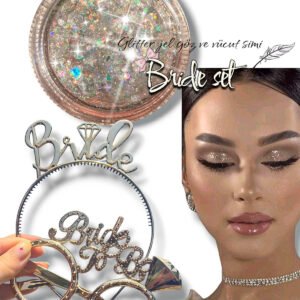 Bride  gelin taç -glitter jel far yüz ve vücut simi&gelin aksesuarlar seti