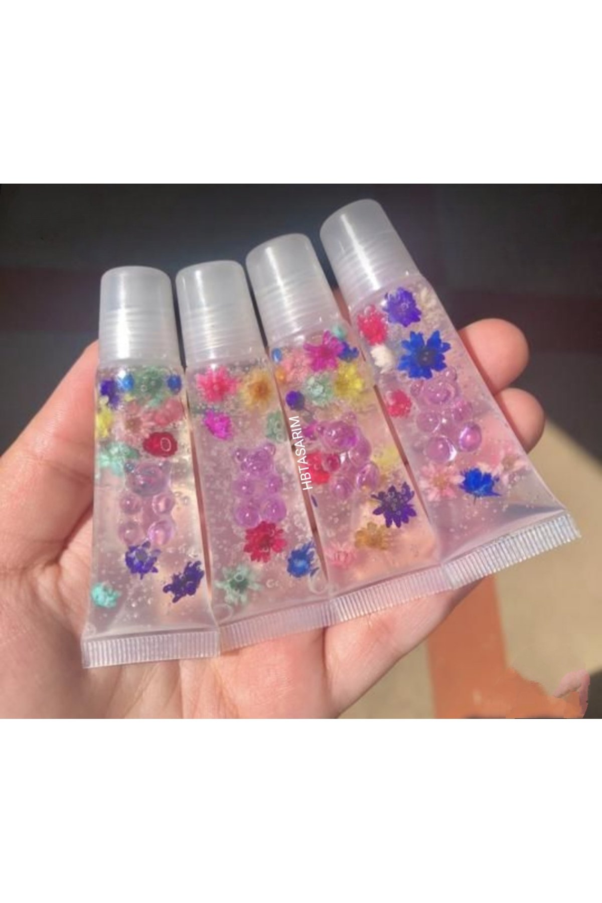 Lipgloss mini set jelibon ayıcık çiçekli 4 lü set