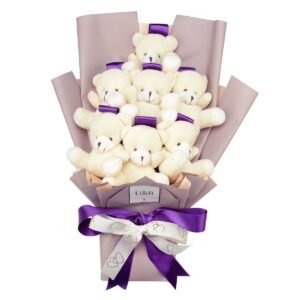 Teddy Bear Flowers Zarif Mor Ayıcık Buketi