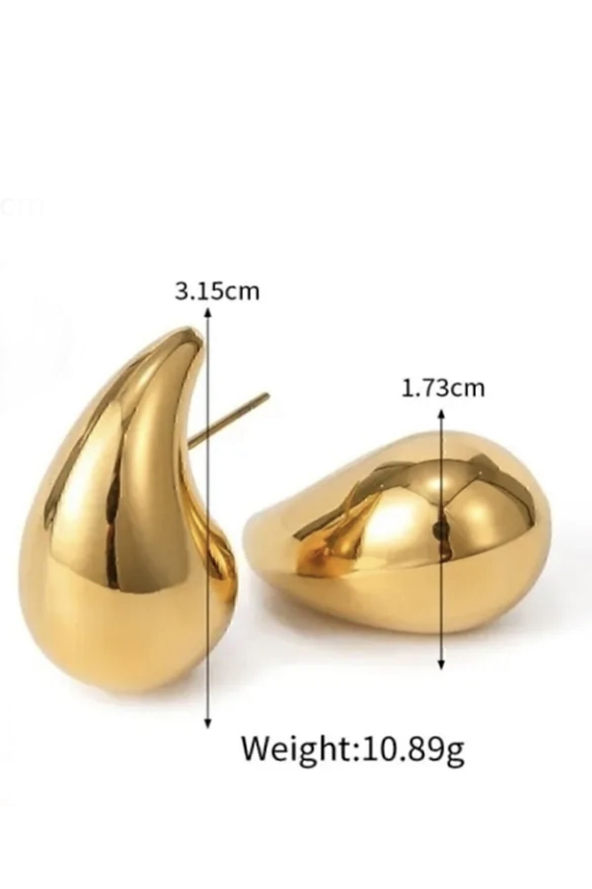 Italyan Gözyaşı Damla Küpe Pvd Kaplamalı- Ağırlığı 4.40gram (3.7CM/31MM) Küpe001 - Görsel 2
