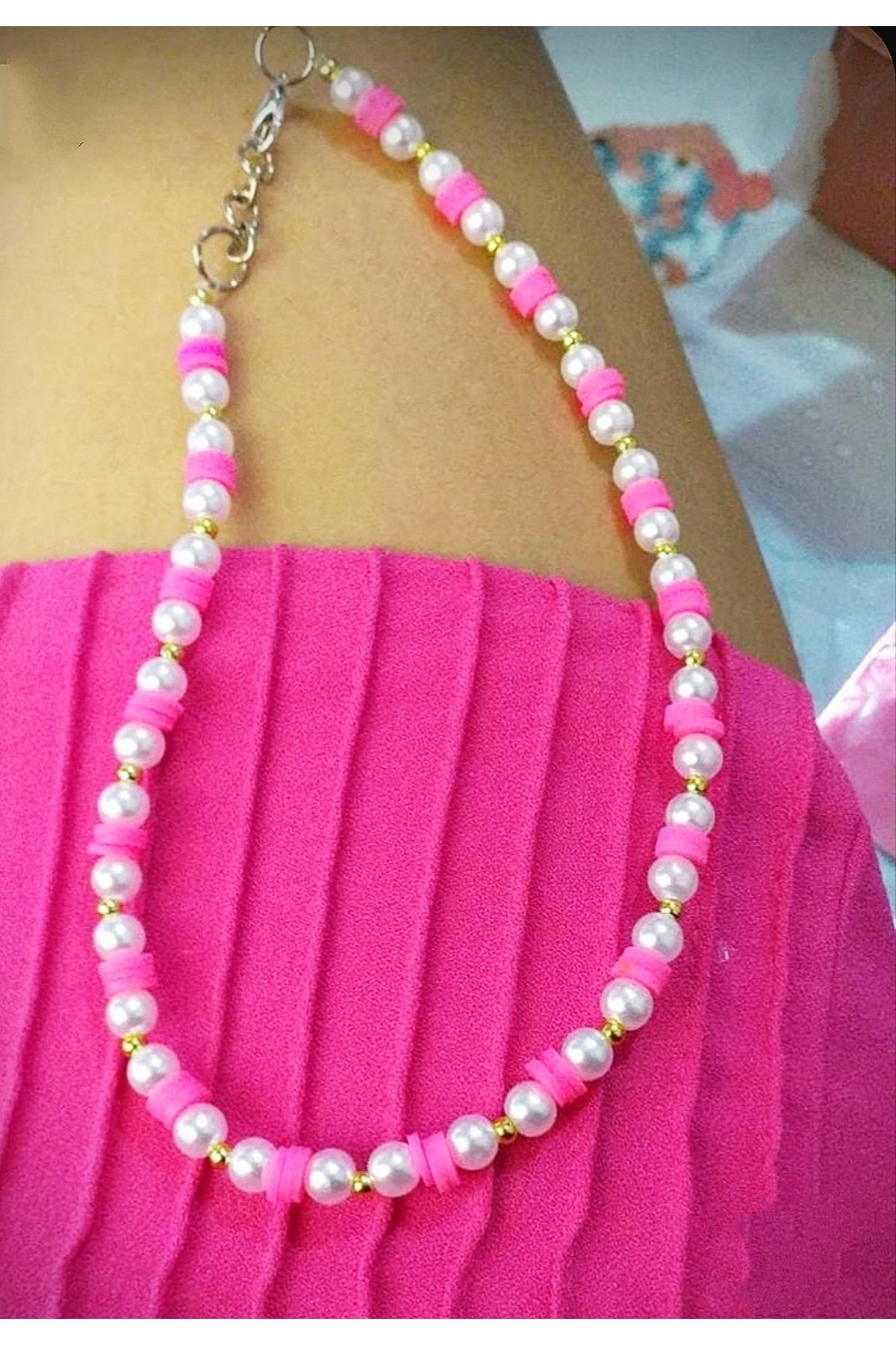 Kolye Barbie pembe choker