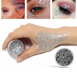 Gri glitter krem far yüz ve vücut simi