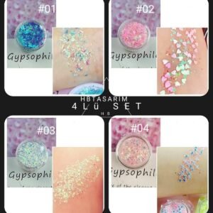 Glitter Jel Far 4lü Kremsi Simli Yüz-vücut Simi-parlak Set Palet