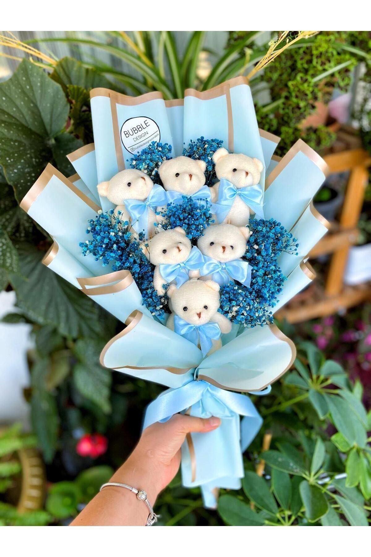 Mavi Renkli Teddy Bear Ayıcık Buketi – Çocuklara Ve Sevdiklerinize Neşeli Hediye Seçeneği