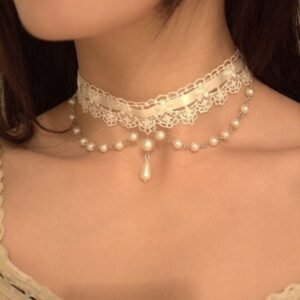 Glitter Tasma Kolye Boyun Vintage Choker Kolye