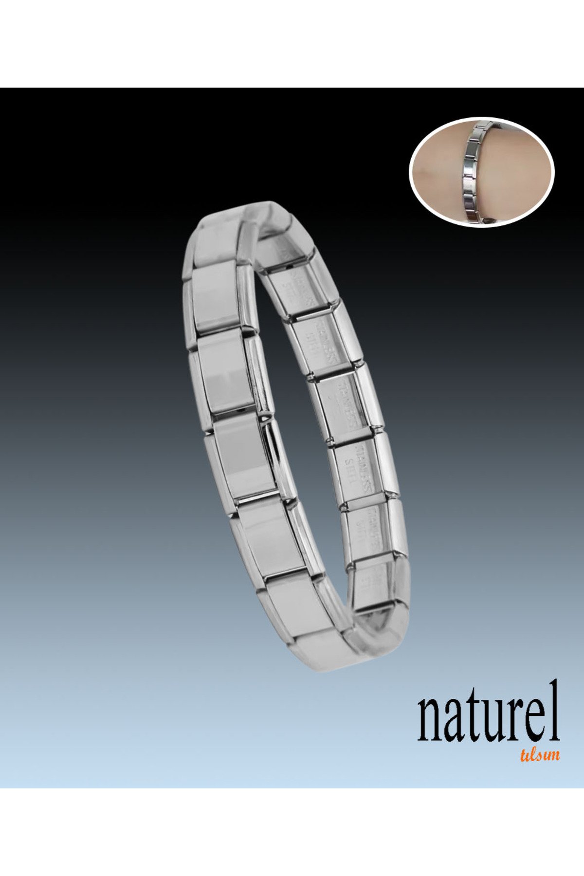 Unisex Italyan Charm Bileklik Paslanmaz Çelik Bileklik