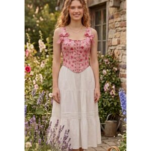 Lolita3  coquette y2k vintage Rose   tasarım korse büstiyer