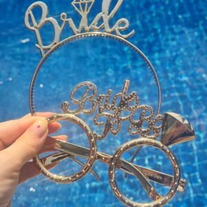 Bride Taç ve Gözlük Seti Bride To Be Taç Gözlük Plastik Set ROSE GOLD