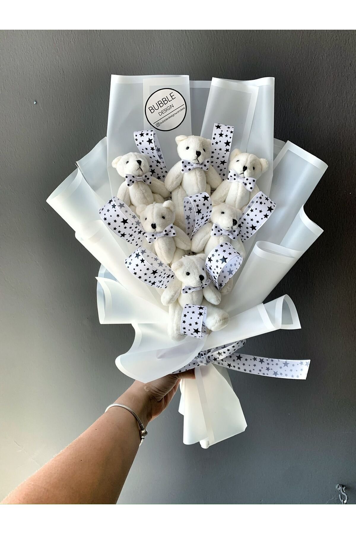 Teddy Bear Beyaz Ayıcık Çiçek Buketi