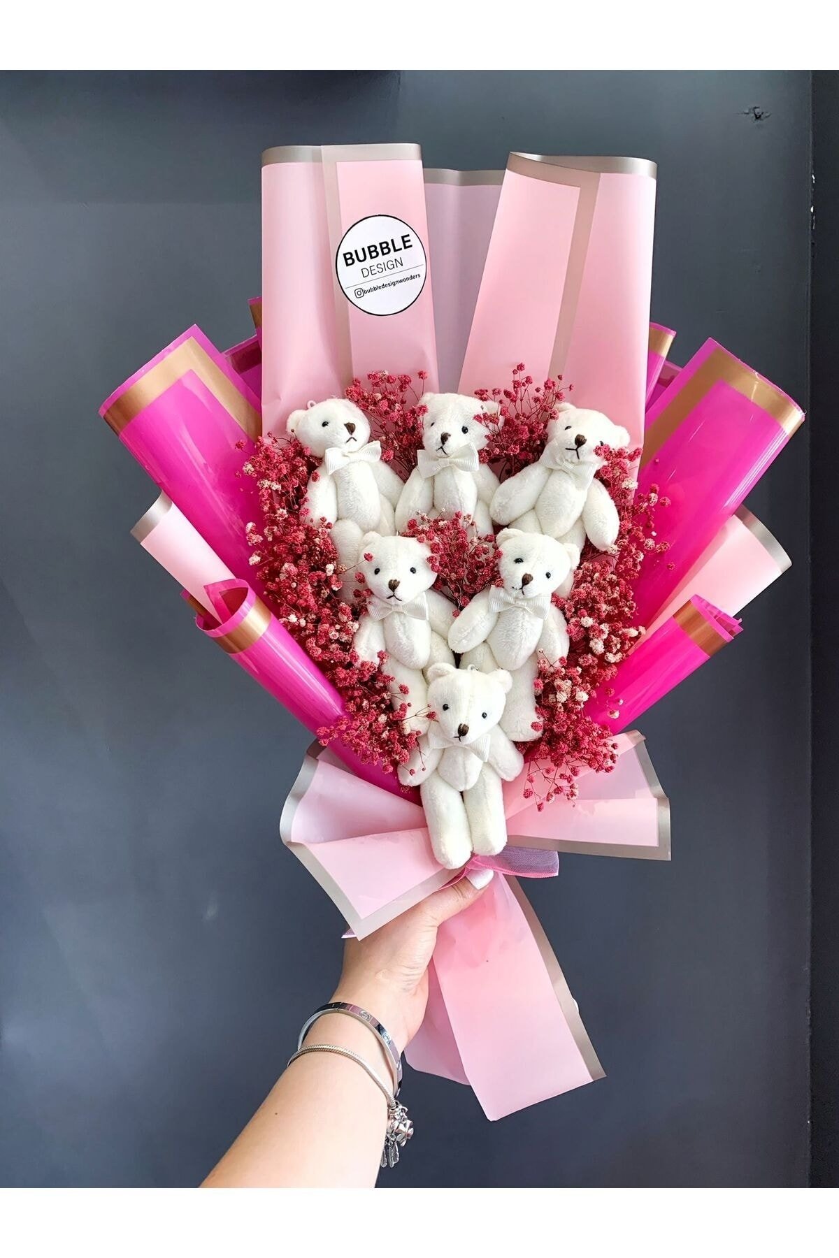 Teddy Bear Pembe Ayıcık Çiçek Buketi