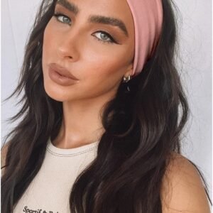 Kadın Pudra Pembe Esnek Pamuklu Saç Bandı