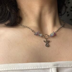 Florit Fairycore Y2k Goth Hediyelik Tasarım Doğal Taş Kolye