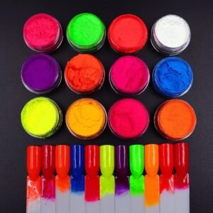 12'li Neon Tırnak Pigmenti Nail Art Neon Pigment Toz Seti
