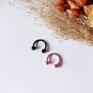 Siyah Pembe Iki Toplu Model Renkli Piercing Ikili Set