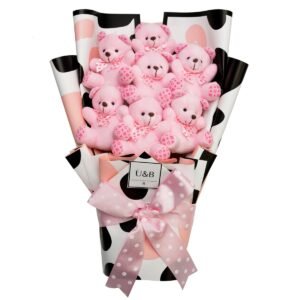 Teddy Bear Flowers Dalmaçya Pembe Ayıcık Çiçek Buketi