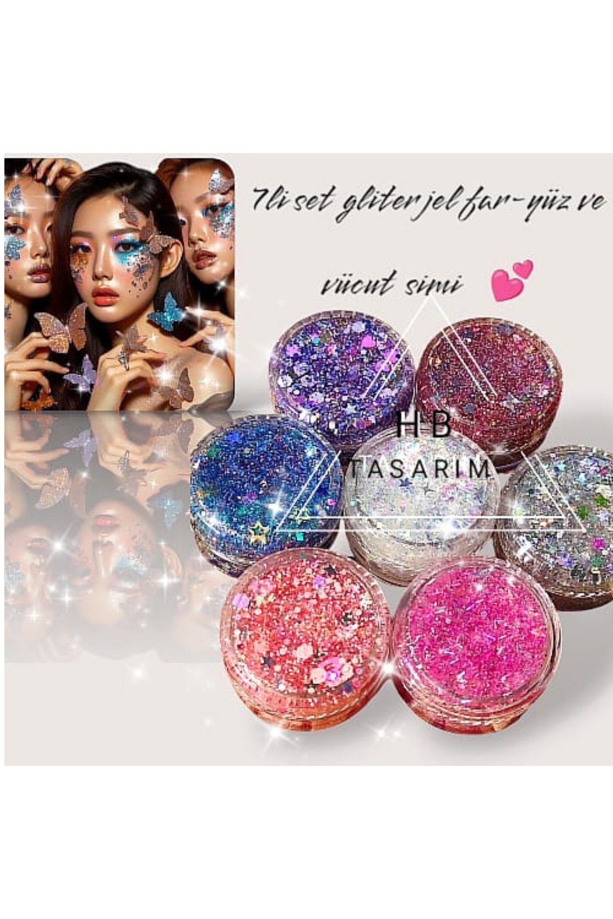 Glitter Jel Far Simli Jel Far Set Parlak Glitter Göz Farı Vücut Ve Saç Simi