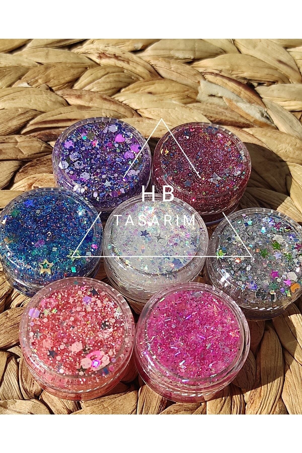 Glitter Jel Far Simli Jel Far Set Parlak Glitter Göz Farı Vücut Ve Saç Simi - Görsel 2
