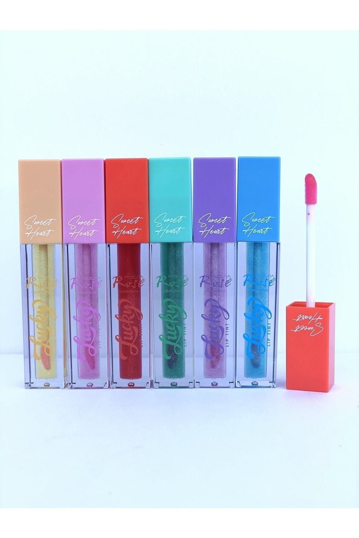 Rose 6'lı Lucky Simli Dudak Renklendirici - Lucky Glitter Lip Tınt