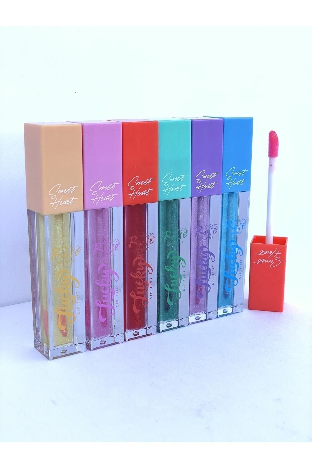 Rose 6'lı Lucky Simli Dudak Renklendirici - Lucky Glitter Lip Tınt - Görsel 2