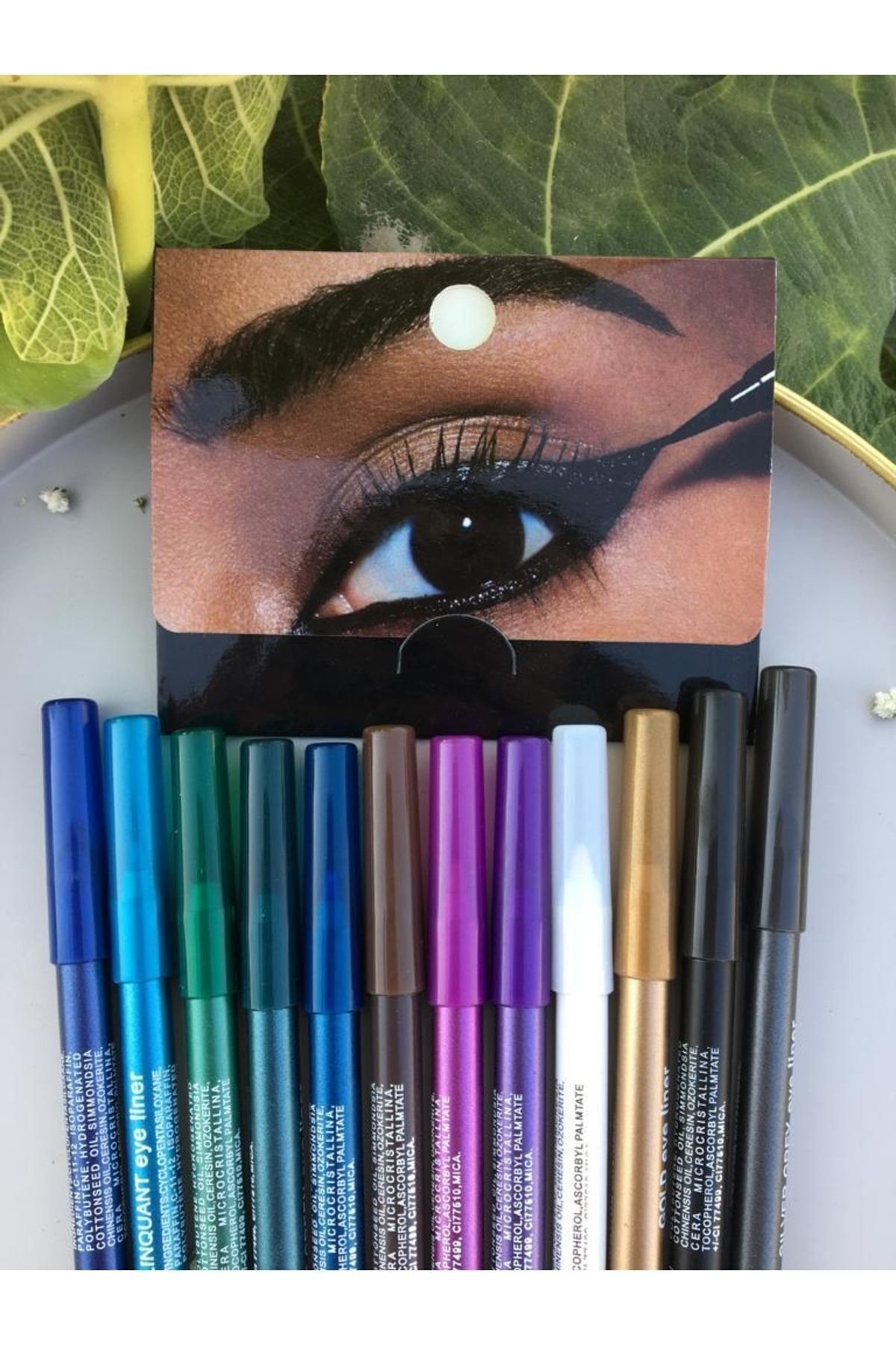 Birebirini Tamamlayan 2'li Set 12 Adet Renkli Göz Kalemi Ve Eyeliner Çekme Aparatı