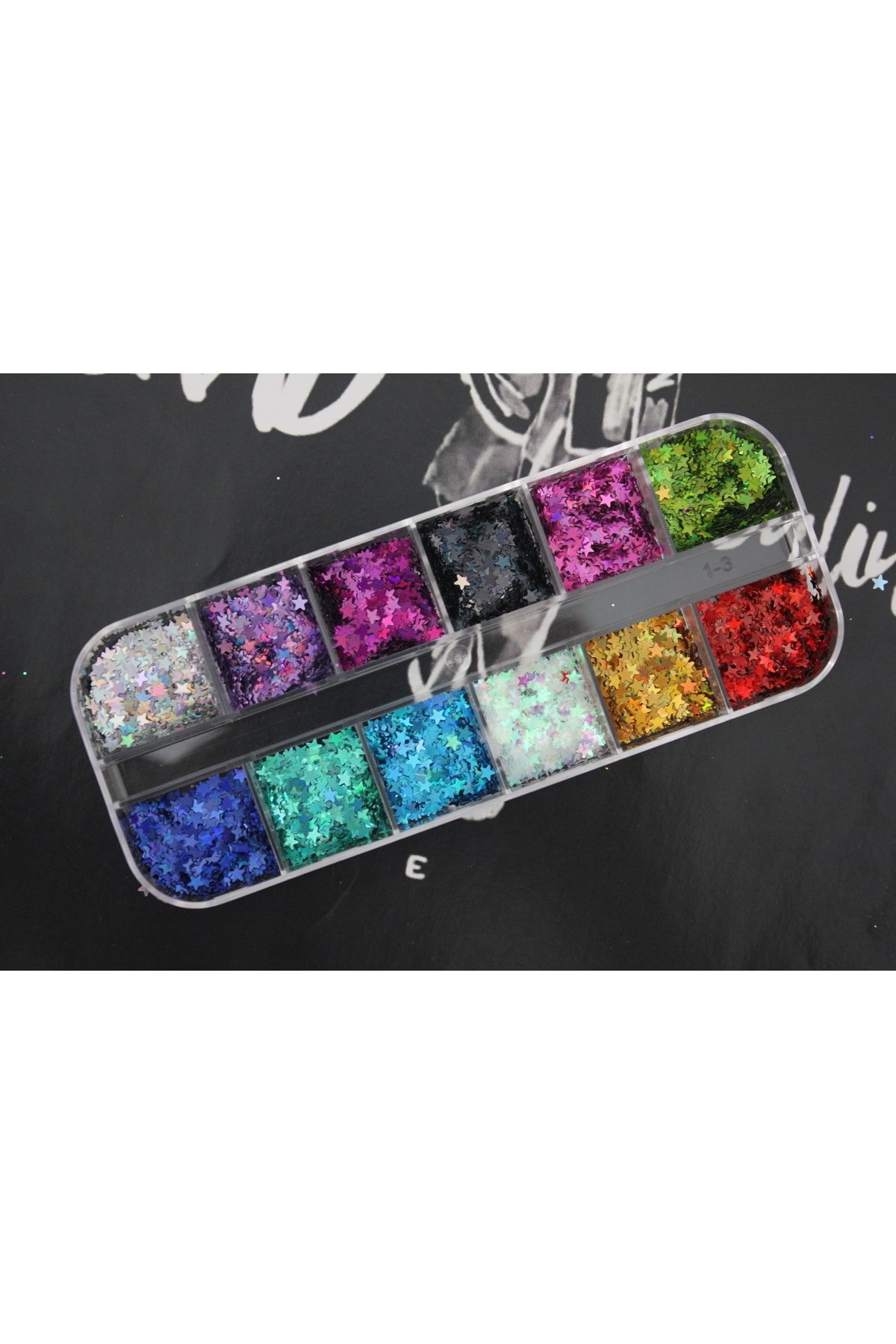 Tırnak Süsleme Işığı Çok Iyi Yansıtan Parıltıl Yıldız Desenli Pul Nail Art
