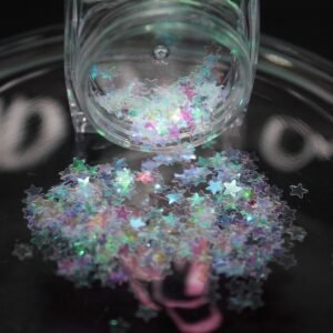 Tırnak Süsleme Işığı Çok İyi Yansıtan Parıltılı Yıldız Desenli Pul Nail Art