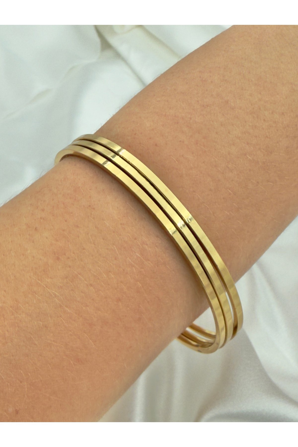3'lü Çelik Ajda Bilezik (60MM) I 316 L Kararmaz Paslanmaz Çelik I Çelik Ajda Bileklik I Özel Kutulu - Görsel 3