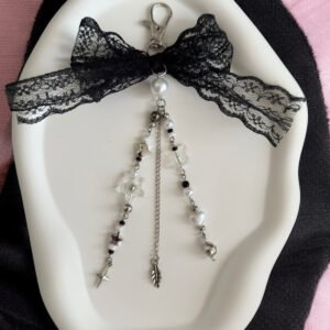 Siyah Y2k Fiyonk Coquette Pinterest Çanta Charm & Anahtarlık & Çanta Aksesuarı