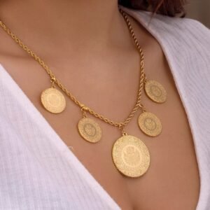 Bby13 Altın Kaplama Beşi Bir Yerde Kolye (halat Zincirli)
