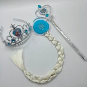Prenses Taç Asa Örgü Saç Toka Set