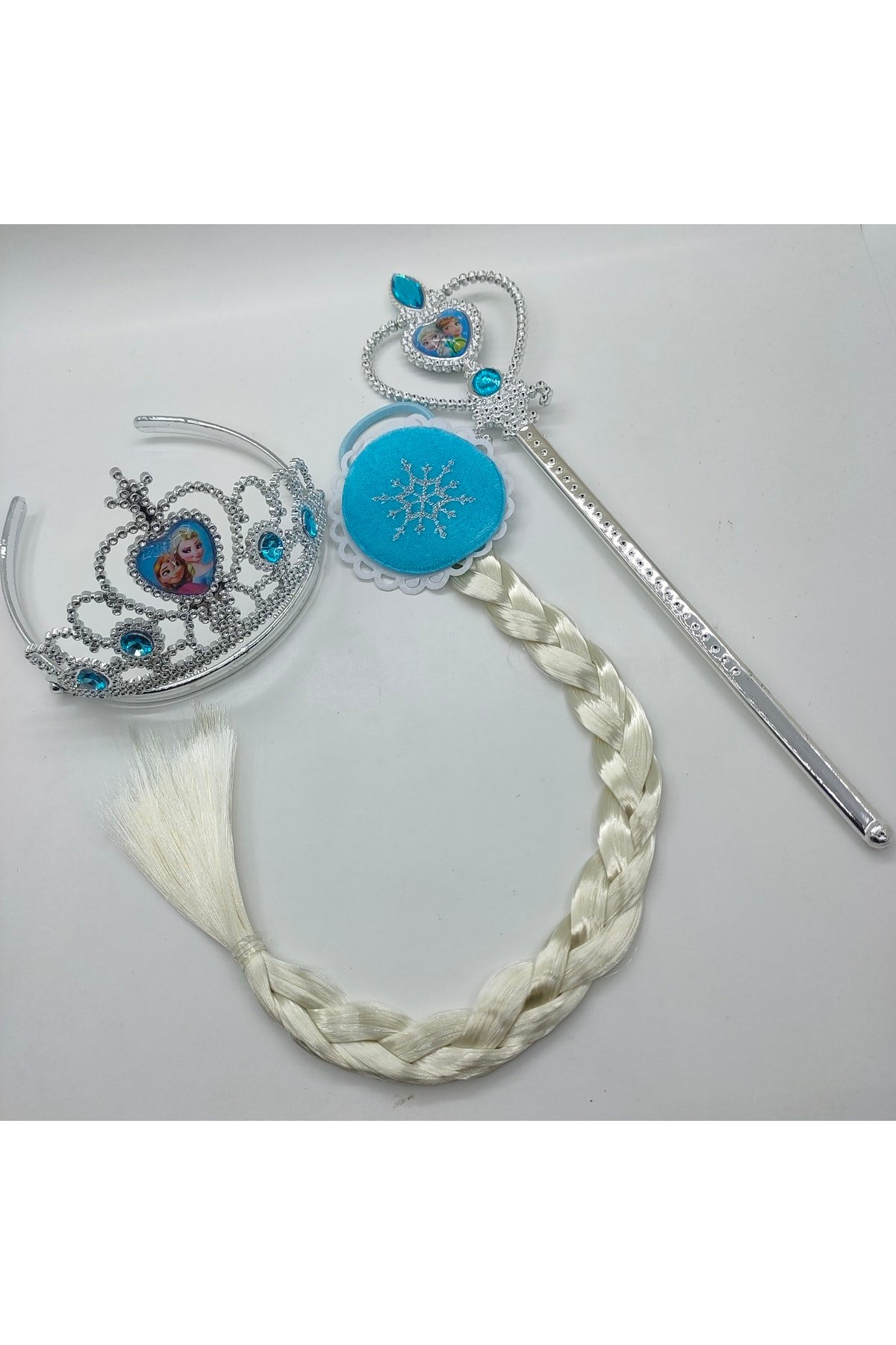 Prenses Taç Asa Örgü Saç Toka Set