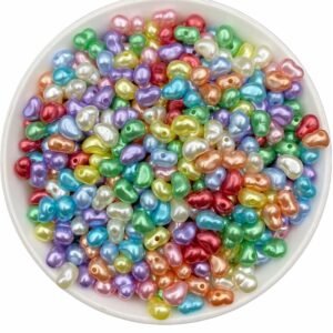 50gr Karışık Renkli Formsuz Şekilsiz Plastik Lüks Barok İnci Boncuk,Yamuk İnci (~250 Adet)