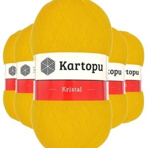 5 Adet Kristal Çift Katlı El Örgü Lif Ipi Koyu Sarı K320