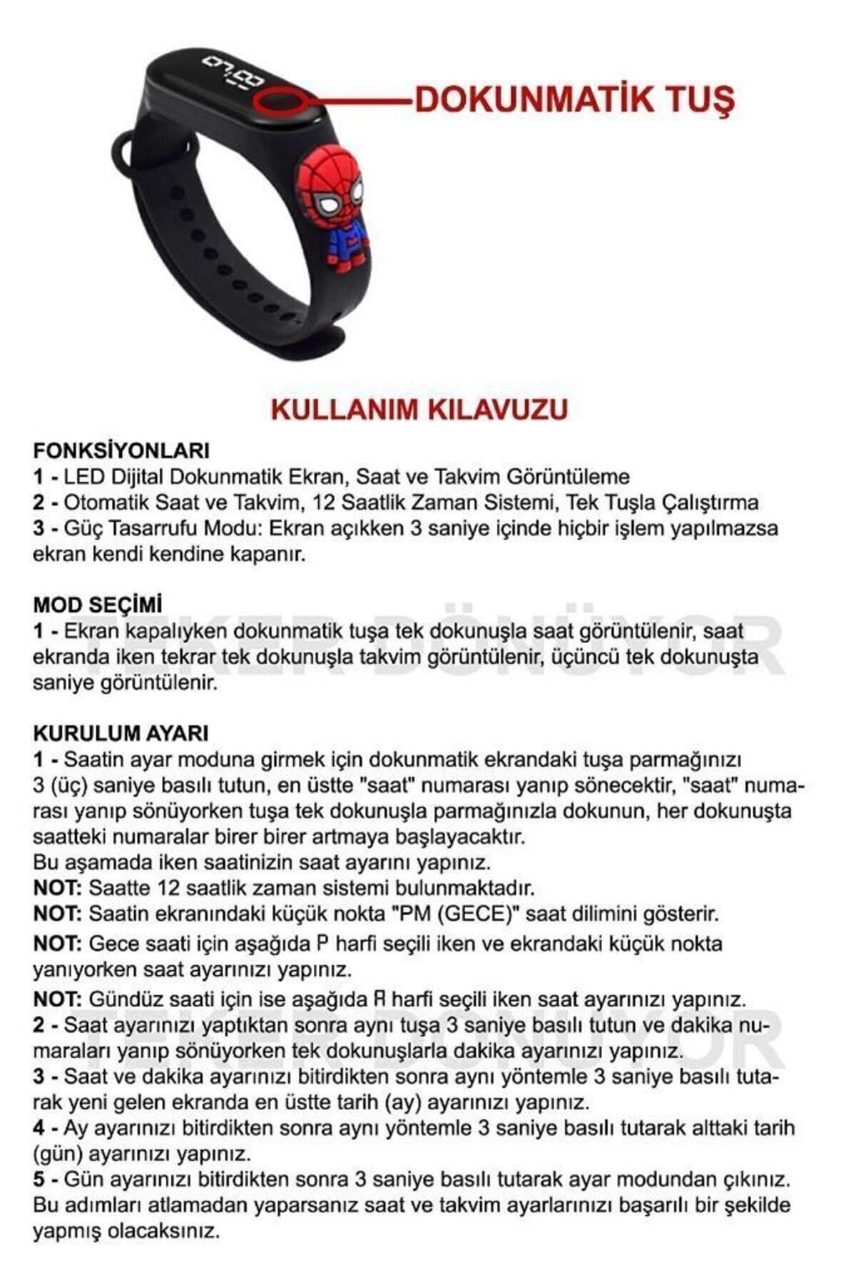 Akıllı Bileklik Dijital Dokunmatik Su Geçirmez Figürlü Çocuk Kol Saat Slikon Kordon Spıd... 760Aseri - Görsel 4