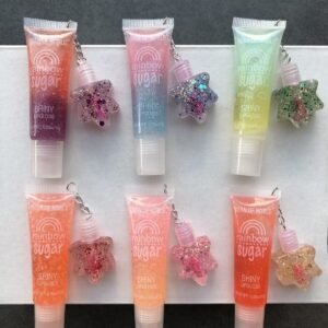 Gökkuşağı Dudak Parlatıcısı Yıldızlı Rainbow Shiny 6 Adet Lip Gloss Lip Balm Lip Oil Shiny Glitter