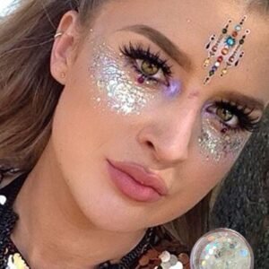 Jel Form Makyaj Simleri Glitter Işıltılı Yüz Makyajı Beyaz